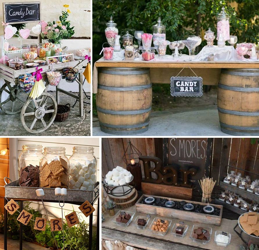 Candy bar et s’more pour un mariage tendance